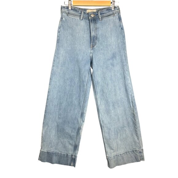 Everlane Denim - Everlane Womens Mariner Jeans 28R Wide Leg High Rise READ Med Wash Stretch